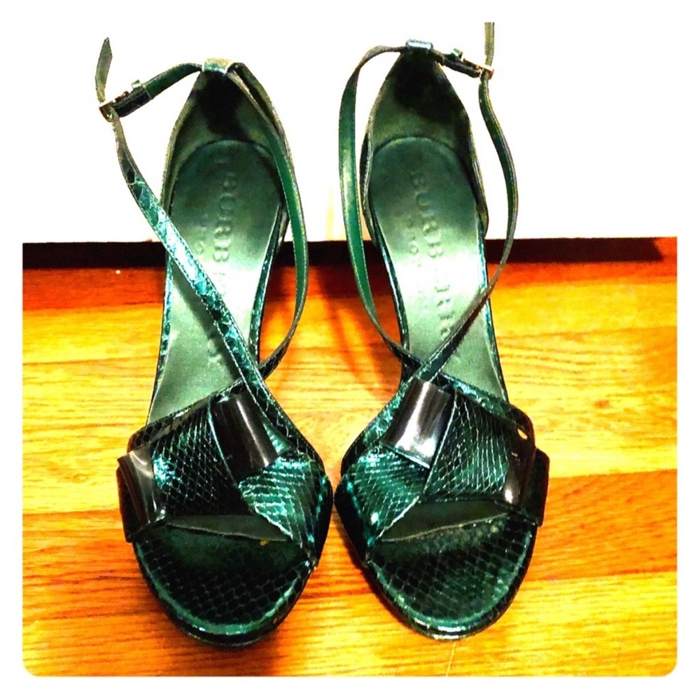Burberry Green Snakeskin Heels